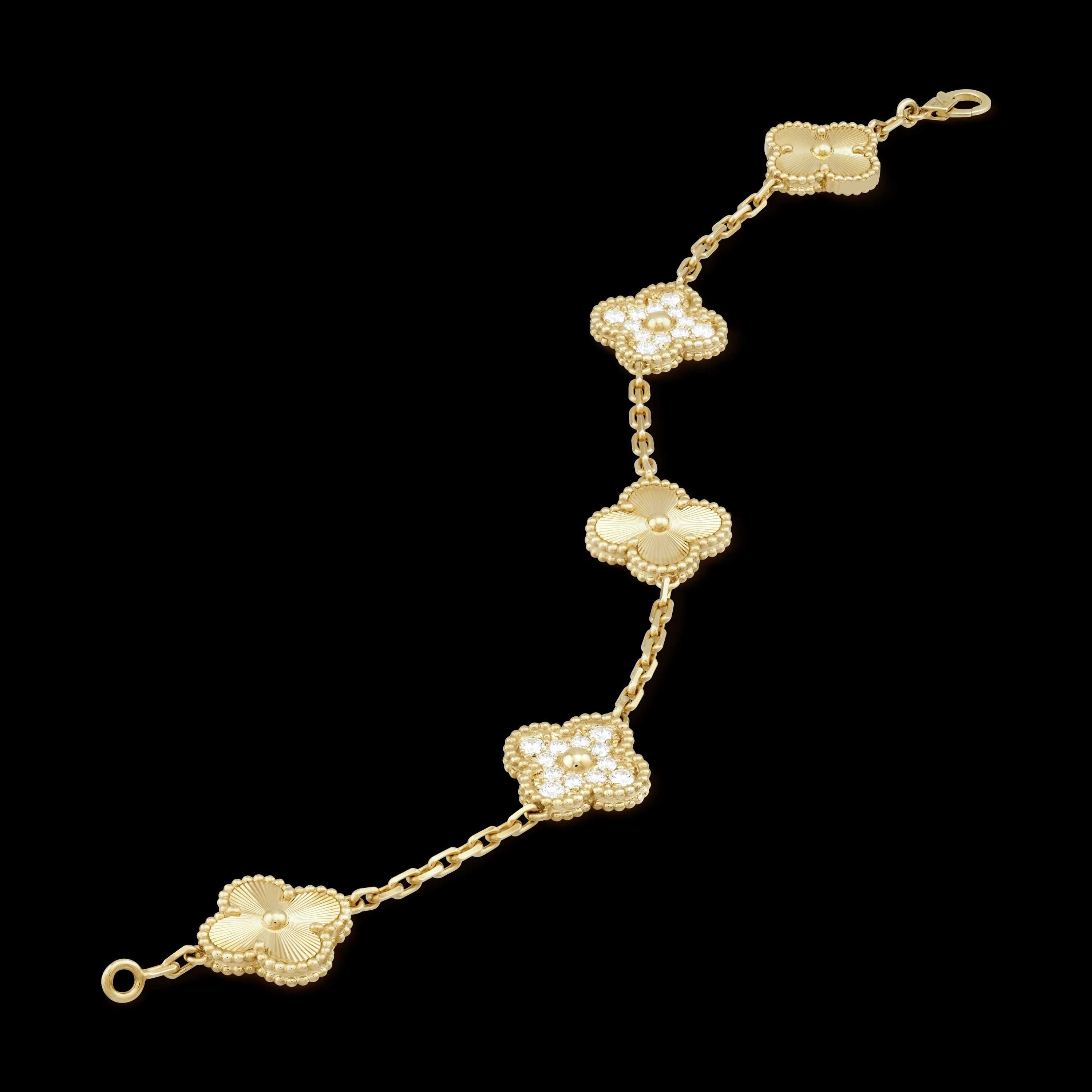 Van Cleef & Arpels VCA 5 Gold Diamond Vintage Alhambra Дамска Гривна