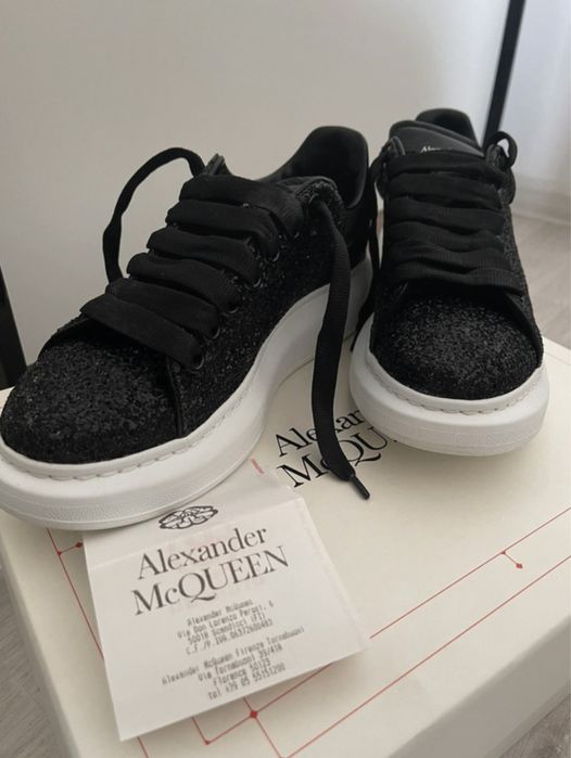 Alexander McQueen Black Glitter Laceup
