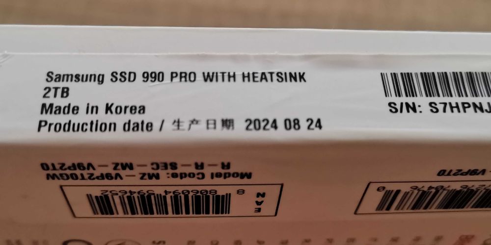 NVME SSD 2TB Samsung 990 PRO with Heatsink PCIe 4.0 PS5 MZ-V9P2T0BW