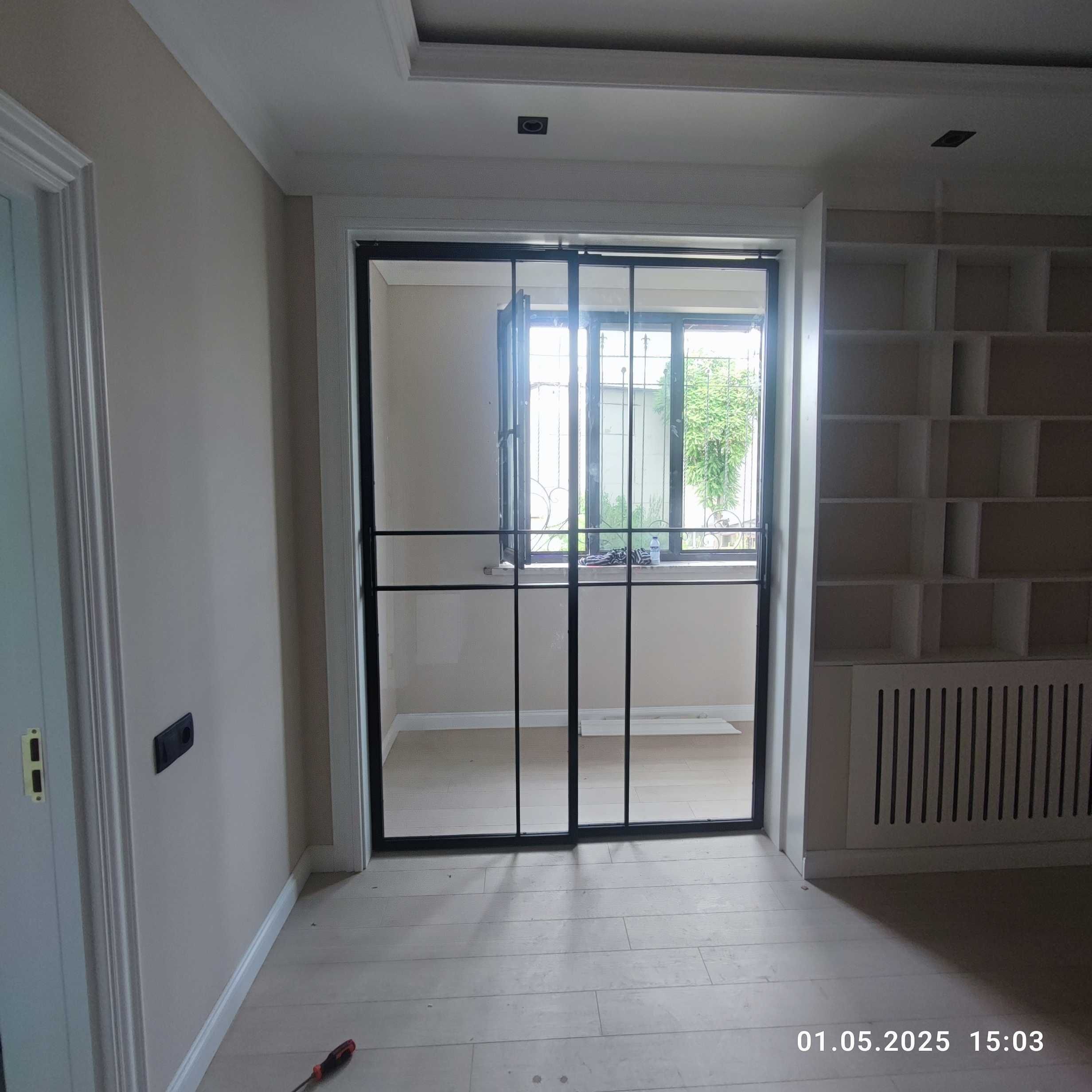 Стеклянные лофт перегородки и двери. Loft peregorodkalar va eshiklar