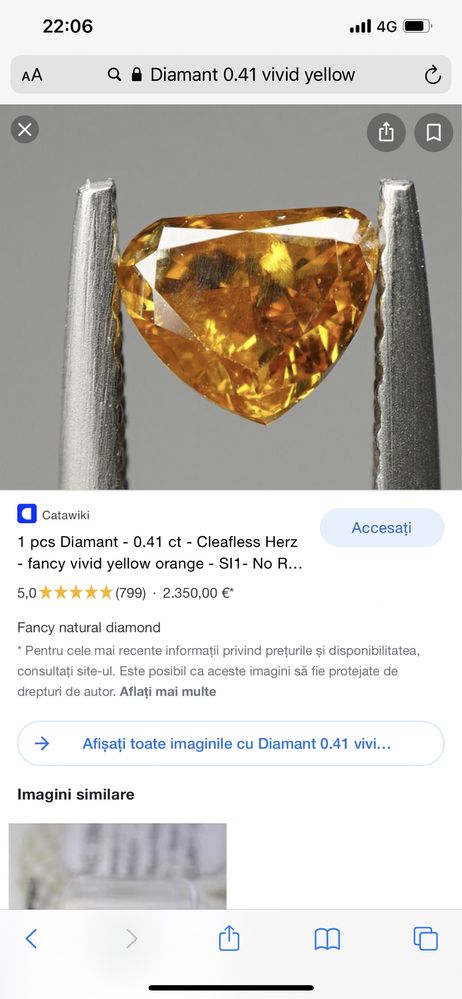 Diamant 0.41 ct Fancy Vivid Orange-Yellow