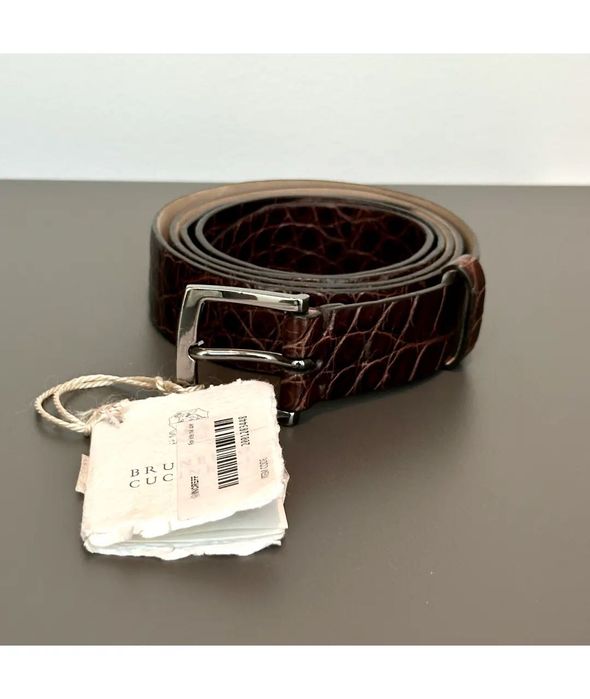 Ремень из кожи крокодила BRUNELLO CUCINELLI
