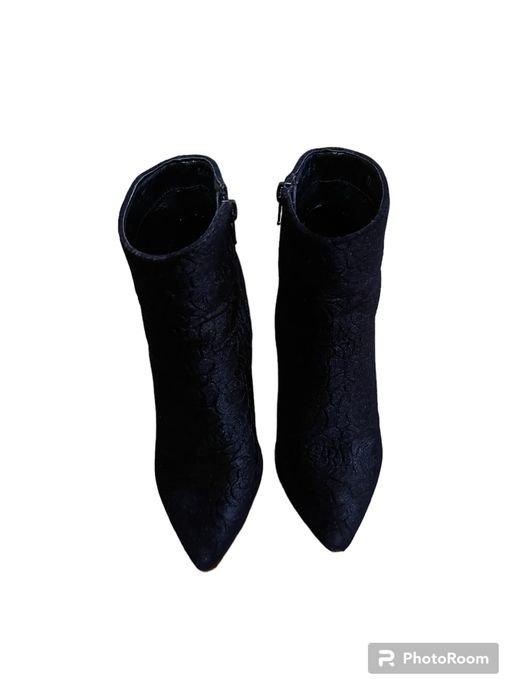 Botine cu toc patrat, catifea, 36