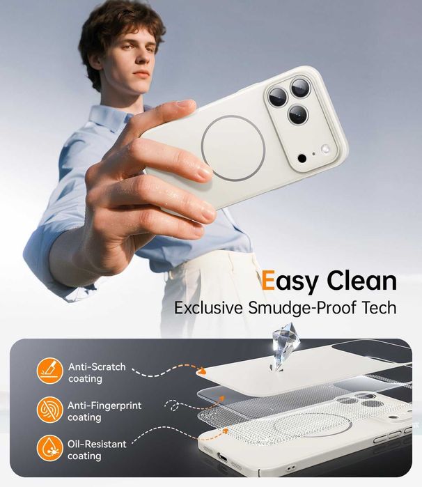 JUESHITUO Кейс за iPhone 17 Pro Max с Magsafe + протектор за екрана 9H