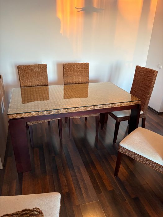 Masa living plus scaune ratan - stare buna