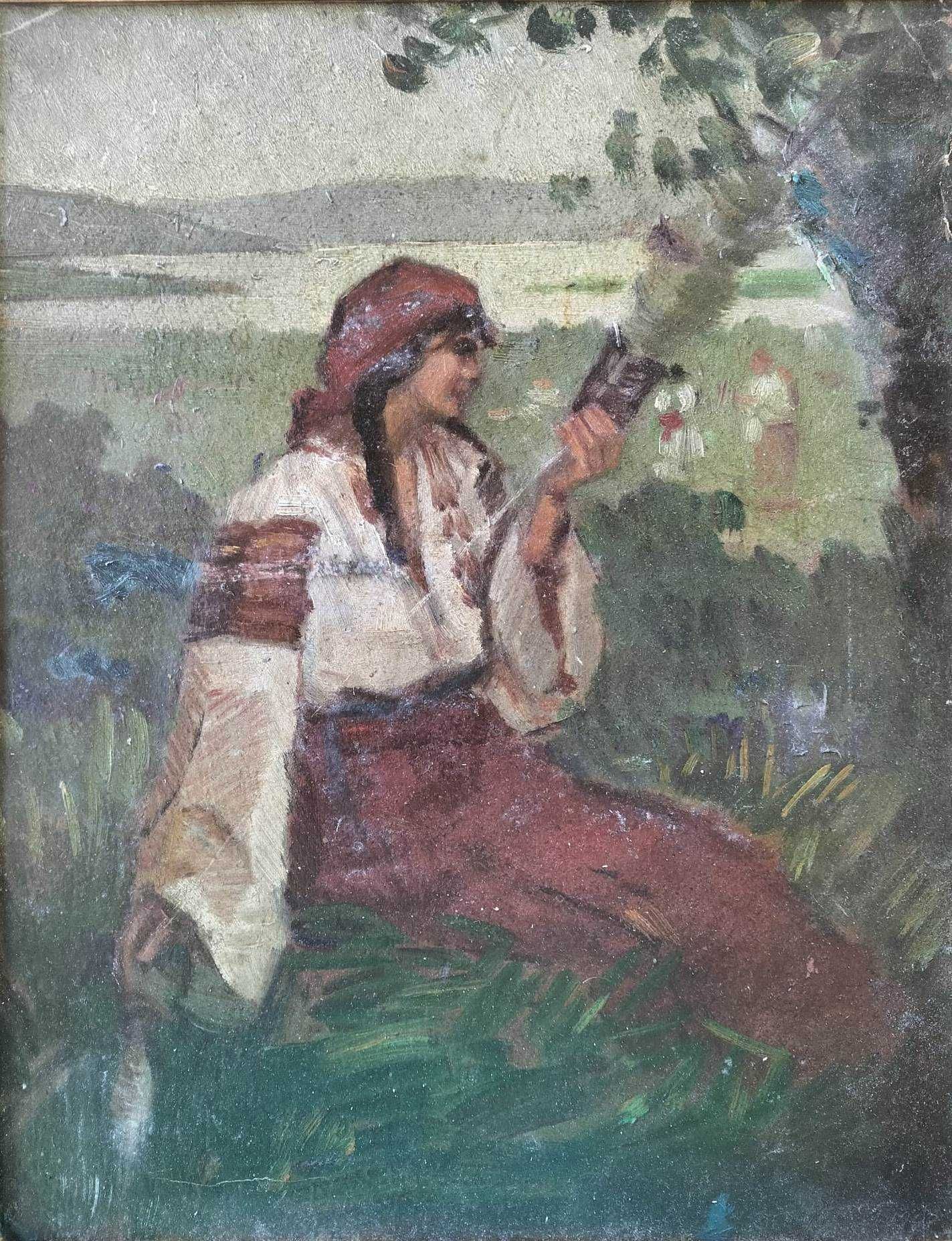 Tablou de V. Petrov-"Ţărăncuţă cu fuior", pictură în ulei (1947)