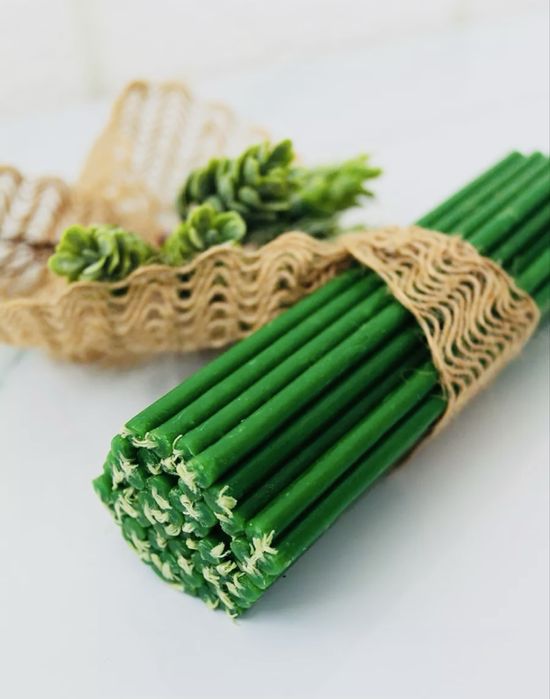 Свечи зеленые , воск пчелиный , вощина