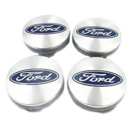 Set Embleme Capace Jante Aliaj Roti Ford 54mm Negru Albastru Argintiu