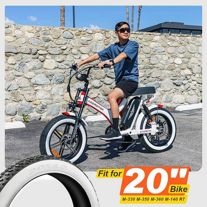 20x4.0 - Външни и вътрешни гуми за Фатбайк велосипед VEE TIRE Бял борд