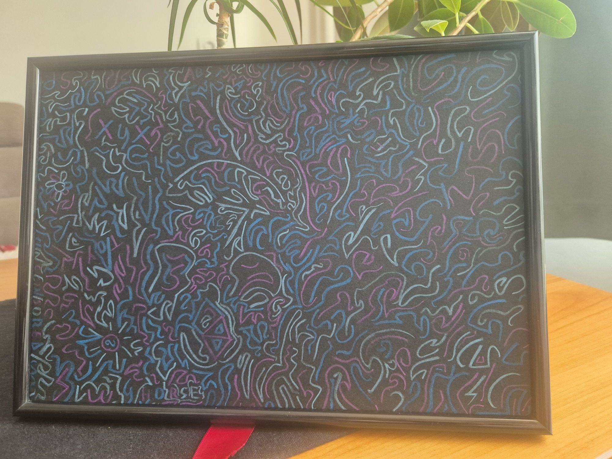 „Brain” – Lucrare unicat, artă abstractă originală, înrămată