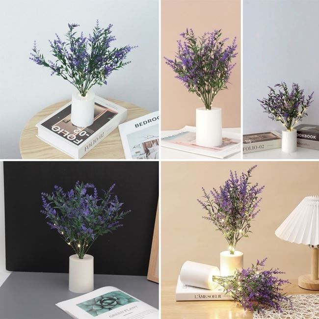 Деко лампа във формата на букет от лавандула