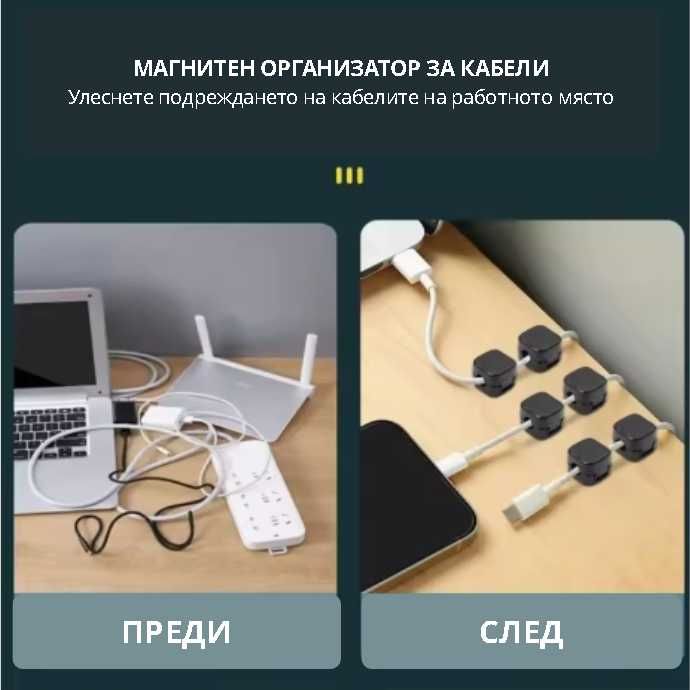 Органайзер за кабели с магнитни закопчалки
