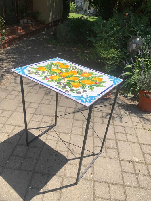 Masuta decorativa handmade faianta spaniola, 45x60 cm blat