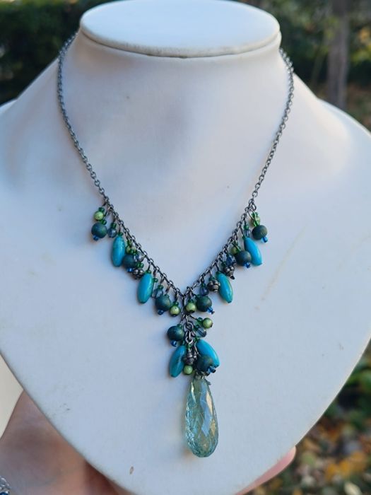 Vechi colier lant din margele rotunde și alungite