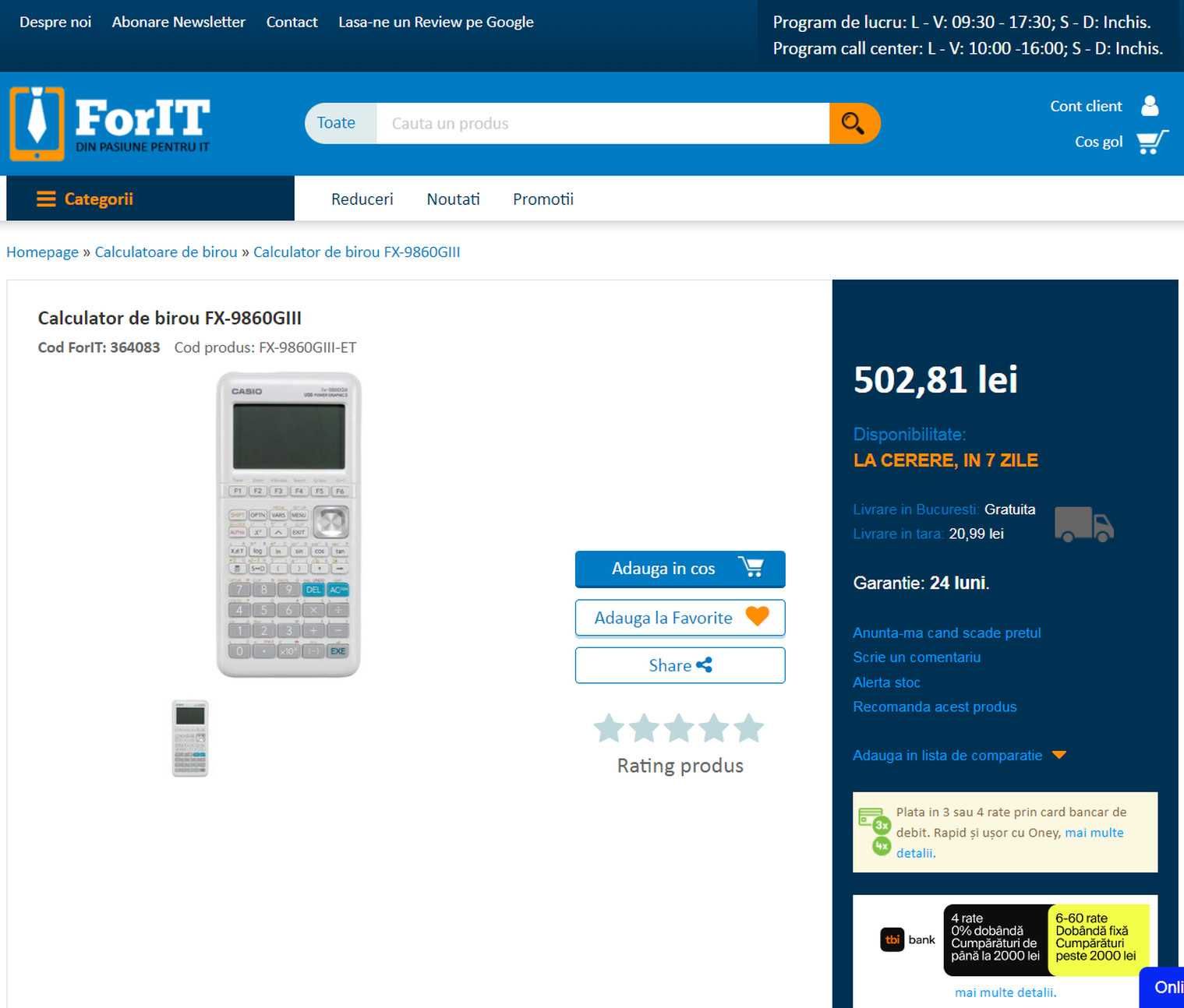 Calculator științific grafic nou Casio Graph 35+E II programare PHYTON