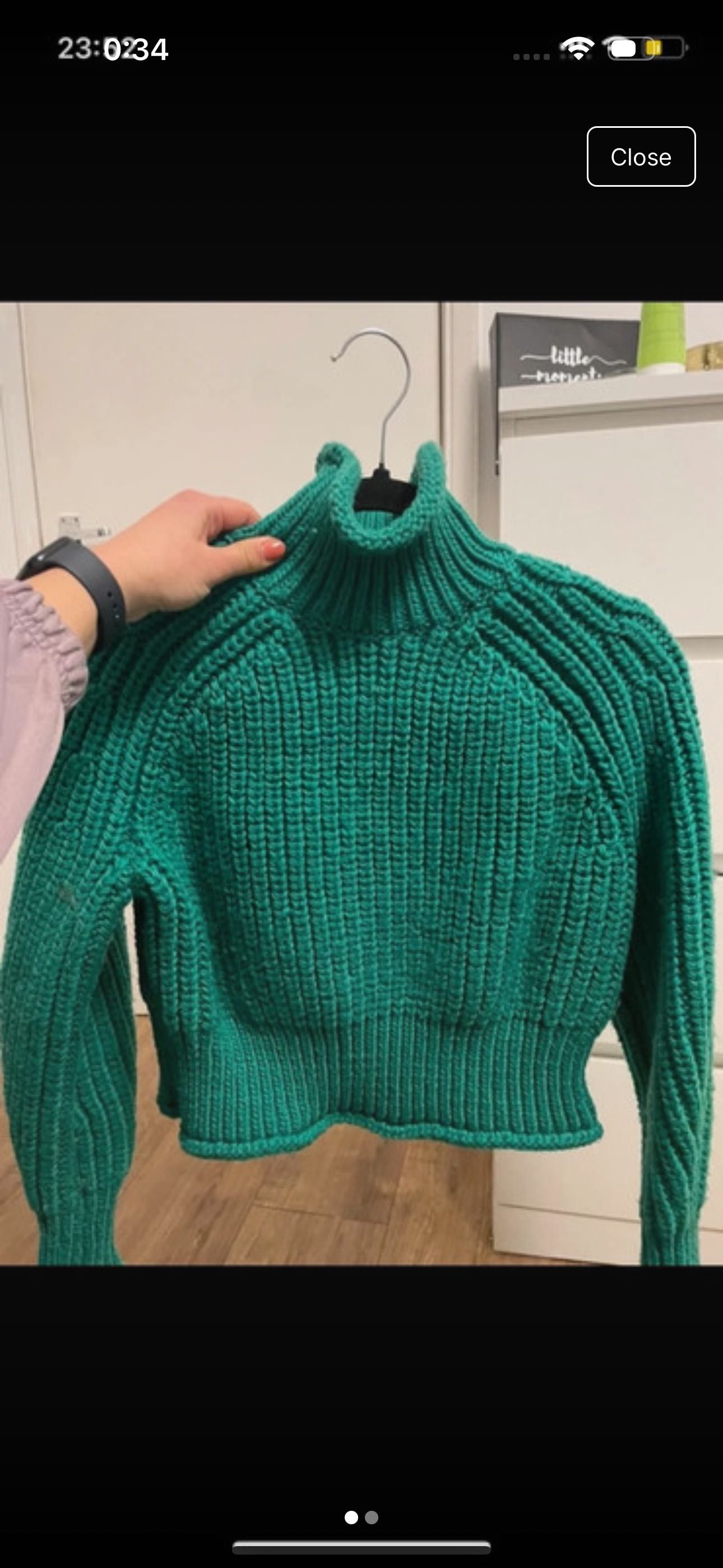 Зелен вълнен пуловер H&M