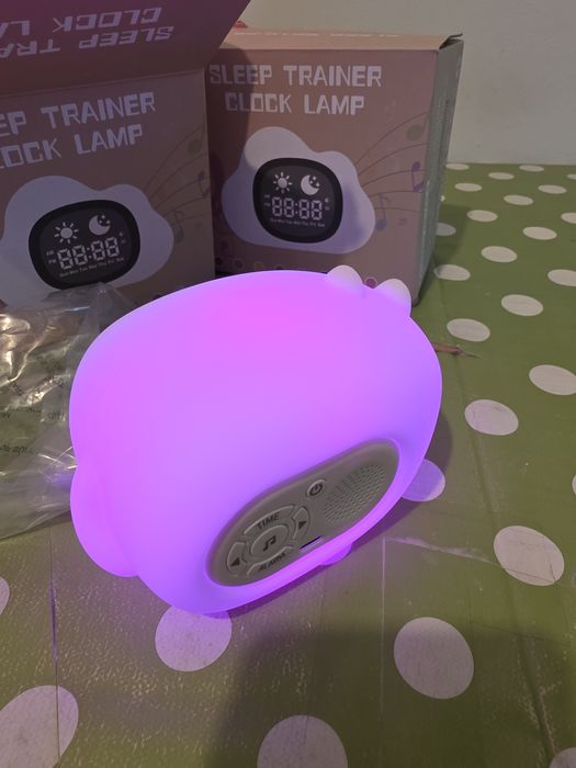Lampa Veghe + Ceas cu Alarma și Sunet Alb pentru Copii și Bebelusi