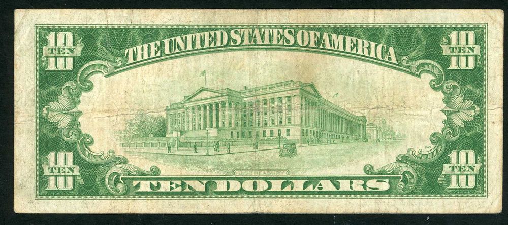 $10 Ten Dollar 1929-National Bank Note Ch #29 First NB of the City NY
