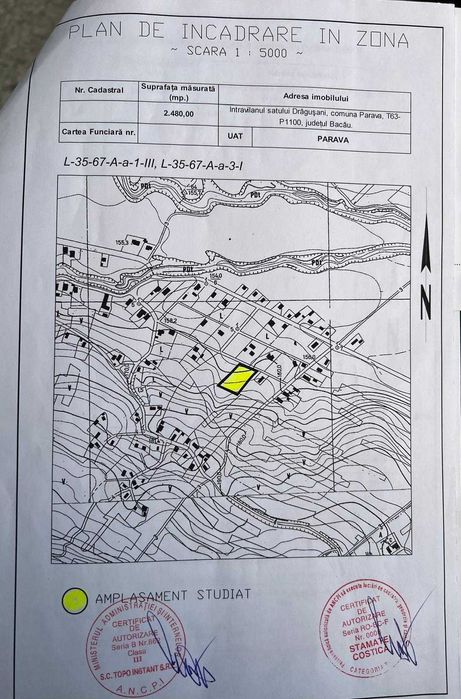 2480 mp, teren intravilan comuna Parava, sat Dragusani, judetul Bacau