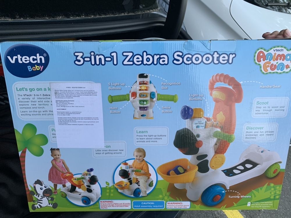 Scuter Zebra 3x1 Vtech -premergator, ride-on, trotineta