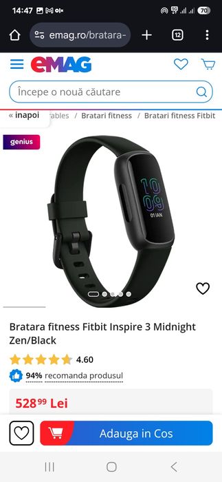 Bratara fitness Fitbit Inspire 3 Midnight Zen/Black, NOU