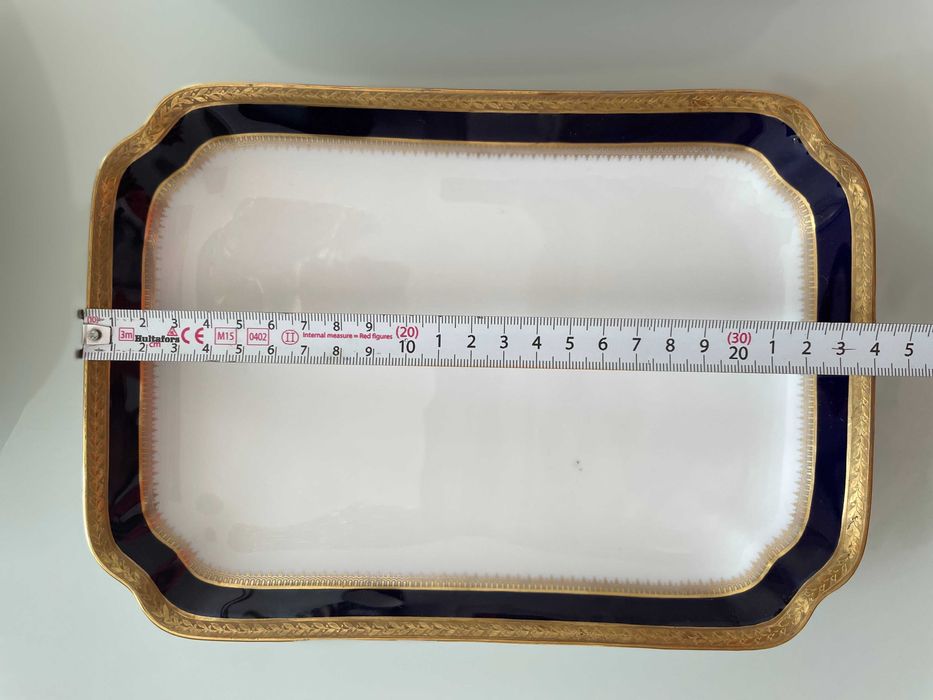 Tritschler set platouri portelan fin secol 19 aur 24k si cobalt rare