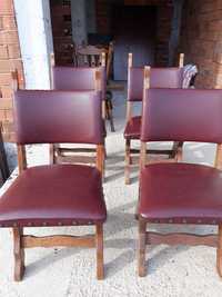4 броя дървени стола с кожа