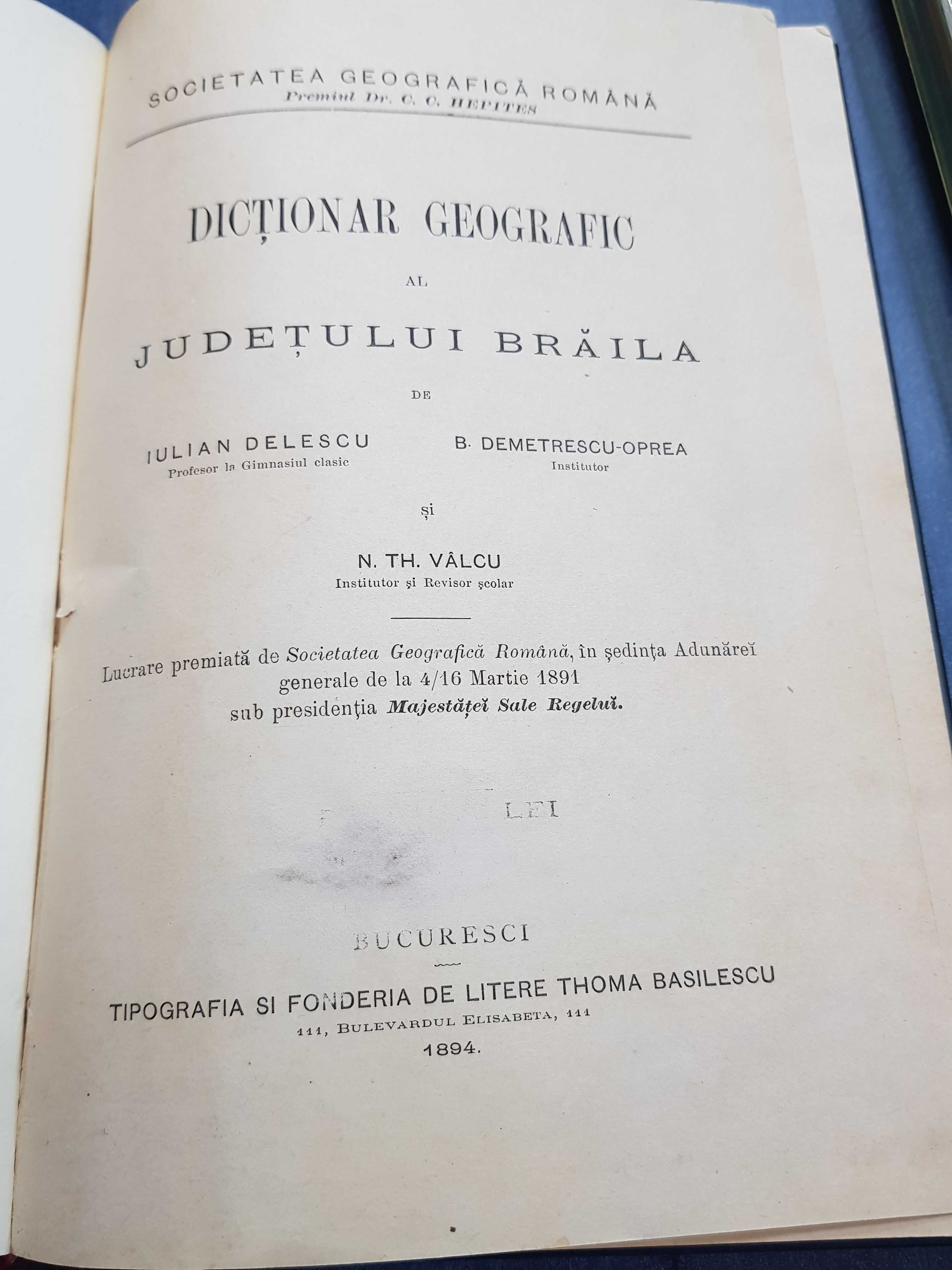 Dictionar geografic al județului Brăila , 1894