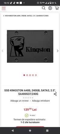 SSD Kingston 240 GB sigilat, preț fix!