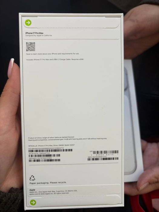 Iphone 17 pro max. E sim. 256 GB