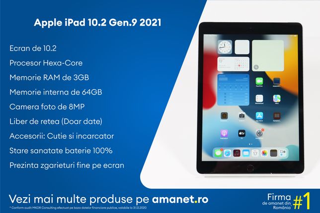 Tableta Apple iPad 10.2(Gen. 9) (2021)  - BSG Amanet & Exchange