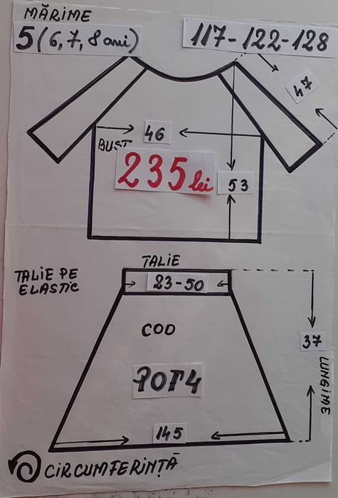 Costum popular pentru copii marimea 5( 6-7-8 ani)
235 lei
