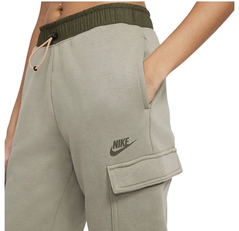 Nike Sportswear Fleece Loose Fit Green Cargo Trousers Pants