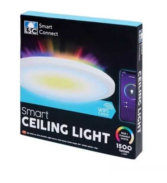 Смарт LED плафон, RGB + Tunable White, 1500 лумена, управление Wi-Fi!