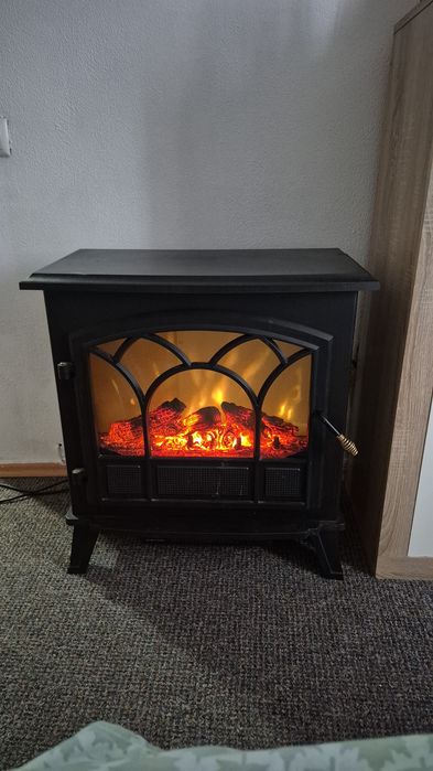 Șemineu electric HOME Panoramic 1800W, efect flacără reală, 2 trepte î