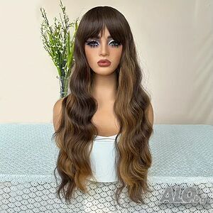 Кафява перука с руси кичури и бретон