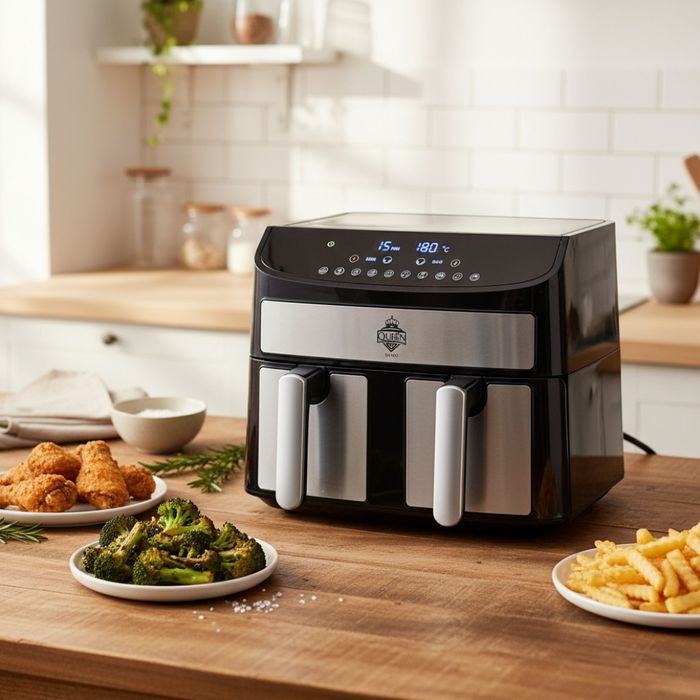 Двоен Air Fryer Queen KK-A02 - 7L, 2400W за здравословно и бързо готве