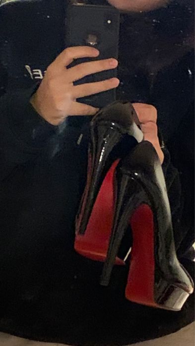 CHRISTIAN LOUBOUTIN ’Very Prive 120’ Kid Calf Leather Red Peep-Toe Pum