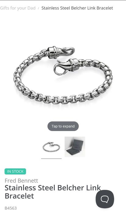 Lanț și brățară Fred Bennett din oțel inoxidabil - Nou