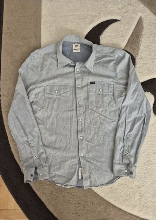 Camasa de blugi, bărbaţi, Lee, Slim Western Albastru, M / L