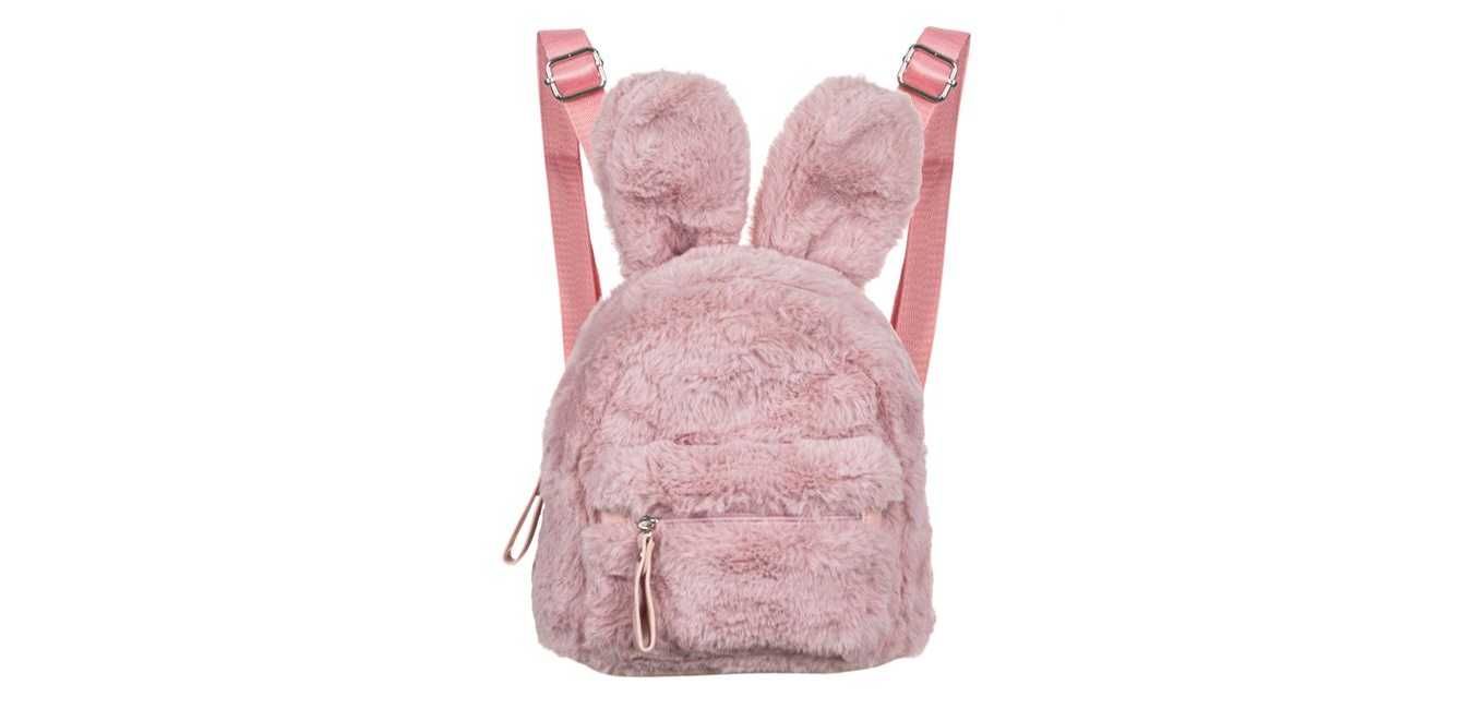 Детска плюшена розова чанта с уши
