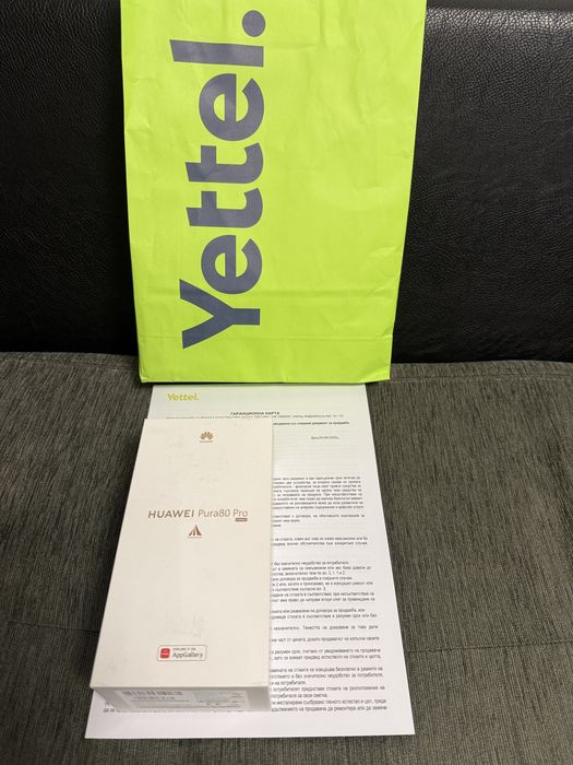 КАТО НОВ 512GB Huawei Pura 80 Pro Yettel Гаранция 2028 Glazed Black
