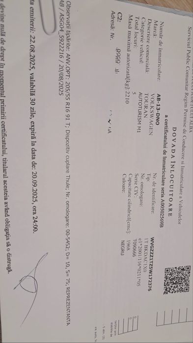 VW TOURAN ,fara rugina,usor negociabil,recent inmatriculata