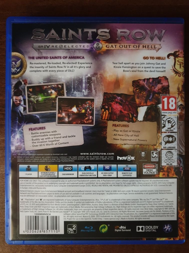 Saints Row 4 Re-Elected & Gat Out Of Hell PS4/Playstation 4