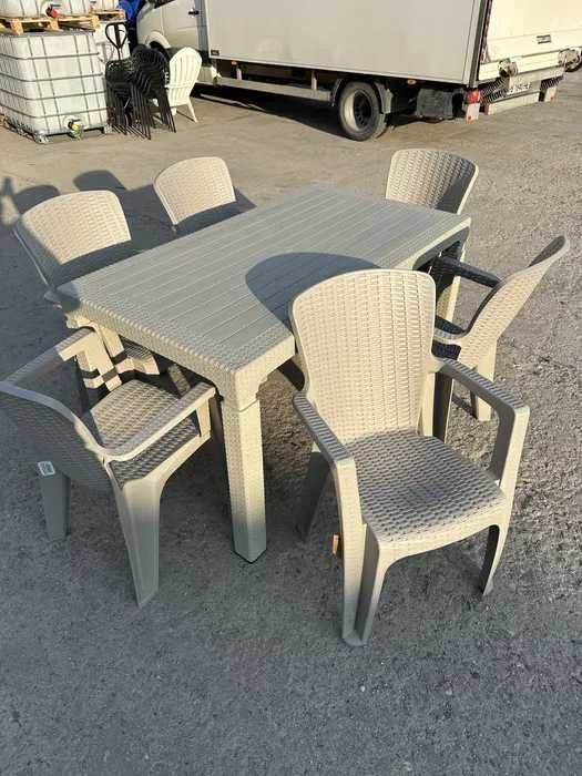 Комплект маса + 6 стола или 4 стола ратан 3 цвята и размери маси мод.1