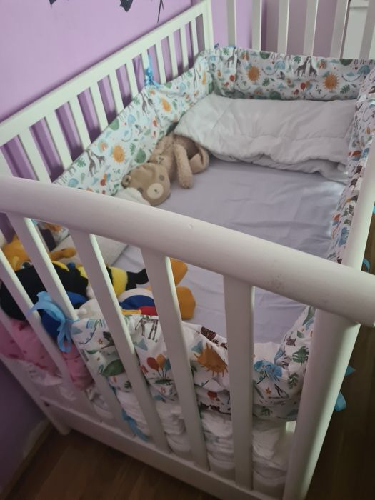 Patut bebe alb  cu sertar+ Saltea
