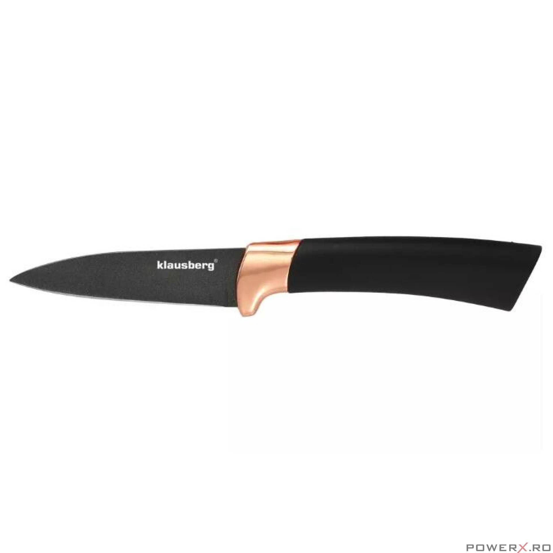 Set cutite de bucatarie cu suport, negru,inox, 6 piese, Klausberg