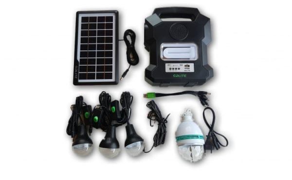 Kit panou solar pentru camping cu 3 becuri, USB, Radio, MP3, lampa cu