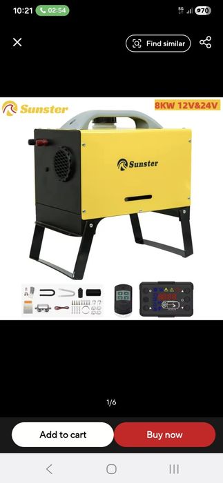 Incalzitor stationar, Sirocou, Webasto, Sunster-Vevor 8KW 12v & 24v