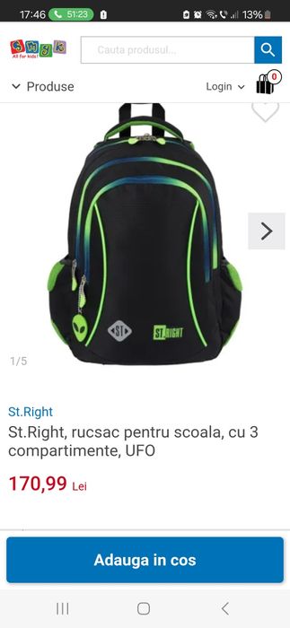 Ghiozdan scolar rucsac ST.RIGHT